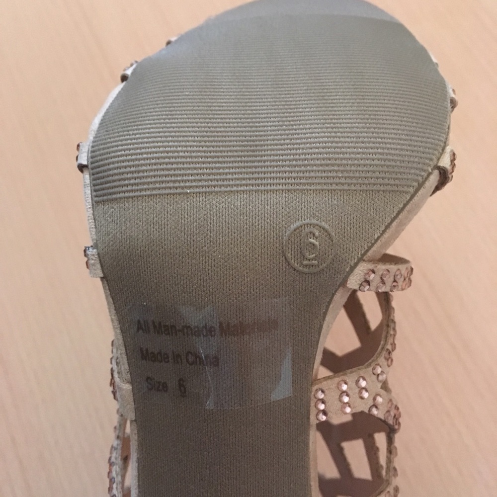 ModCloth Nude Suede Rhinestone Heels - Picture 5 of 8